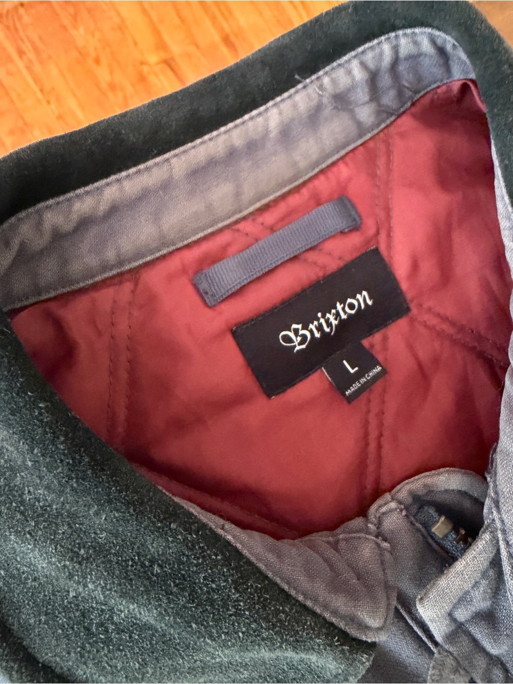 Brixton Men's Slate Gray Canvas Field Jacket with Dark Corduroy Collar - Picture 2 of 5